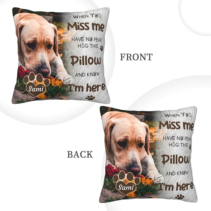 Funnylife Personalized Pet Memorial Throw Pillow with Photo Pet Memorial Gifts for Dogs Cats Loss of Dog Sympathy Gift Dog Bereavement Remembrance Picture Pillow