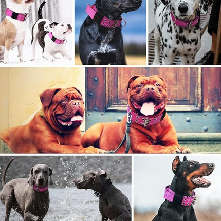 Dog Collar for Large Dogs - 2 in Hot Pink Collars with Handle for Extra Large Breed, Heavy Duty K9 Nylon Pet Tactical Collar XL, Best Choice for Pitbull German Shepherd Doberman Rottweiler 17"-22"