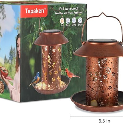 Bird Feeders for Outdoors Hummingbird Solar Lanterns Outdoor Waterproof Hanging Garden Decor Birthdays for Women Mom Metal Solar Decoration Outside for Yard, Patio,