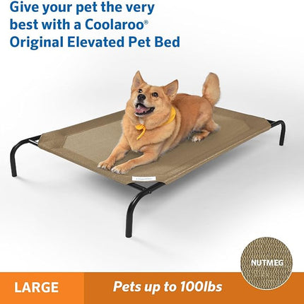 Coolaroo Original Elevated Dog Bed - Breathable Off-The-Ground Pet Bed with Cooling Fabric, Joint Relief & Moisture-Resistant Fabric, 100% Recyclable, Easy Clean, Nutmeg, Large