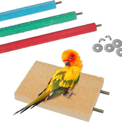 Bird Perches for Conure Stand Natural Wood Platform Bird Nail Trimming Perch Paw Grinding Stick for Parakeet Cockatiels Parrot Perch Bird Cage Accessories