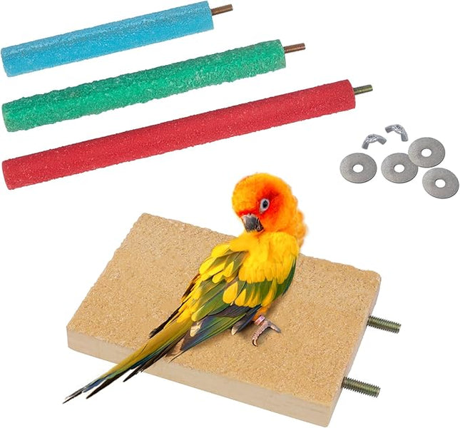Bird Perches for Conure Stand Natural Wood Platform Bird Nail Trimming Perch Paw Grinding Stick for Parakeet Cockatiels Parrot Perch Bird Cage Accessories