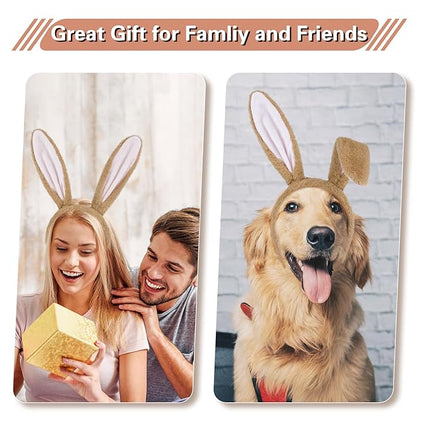 Beviliu Bunny Ears Headband Easter, Rabbit Ear Animal Hairband for Adult, Fluffy Headwear Brown for Halloween Christmas Costume Theme Cosplay Party Birthday