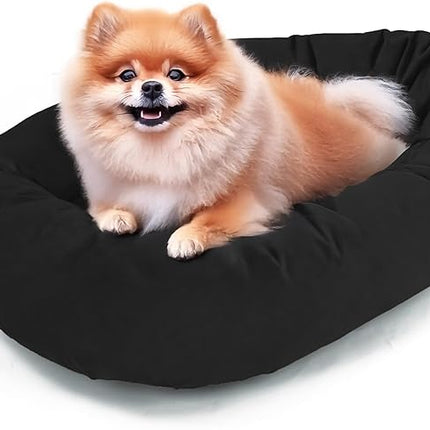 Majestic Pet 24 Inch Suede Calming Dog Bed Washable 24x19x7 (Inch) – Cozy Soft Round Donut Dog Bed with Spine Support for Dogs to Rest Their Head - Pet Bed Small – Black (2025)