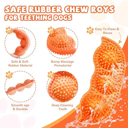 6 Pack Puppy Teething Toys Cute Orange Puppy Chew Toys for Teething Durable Small Dog Chew Toy for Puppies Small Dog Squeaky Balls Interactive Soft Rubber Rope Doggy Chews Toy Set