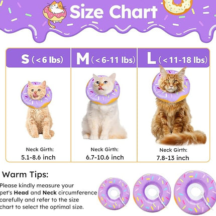 Cat Cone Collar Soft, Cat Recovery Collar for Wound Healing Cute Donut Adjustable Kitten Cones to Stop Licking Comfortable Lightweight Neck Elizabethan Collars for Kittens After Surgery