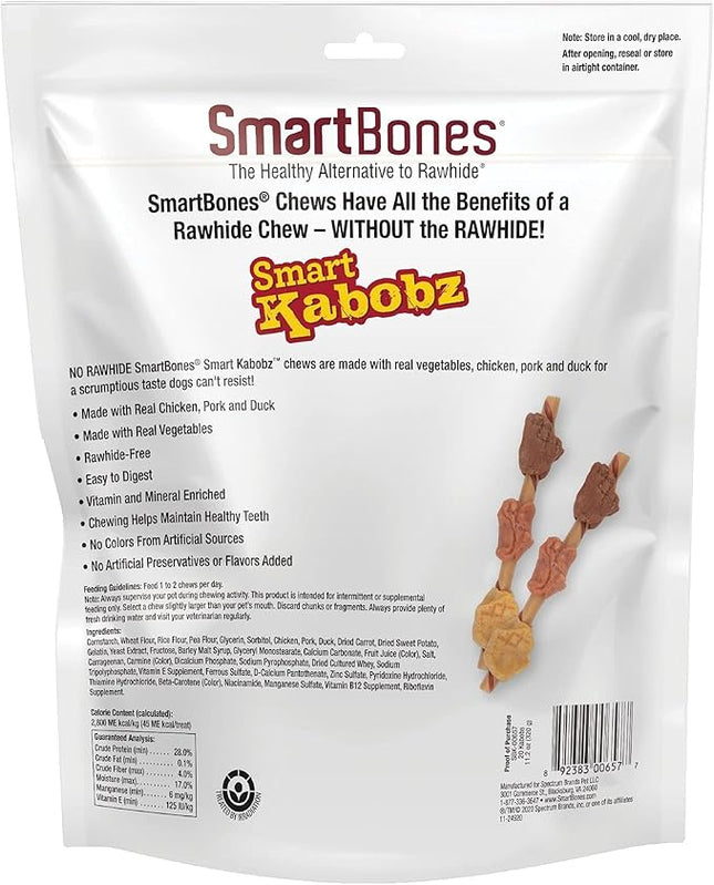SmartBones Smart Kabobz, Rawhide-Free Chews For Dogs, Made With Real Chicken, Pork And Duck, 20 count