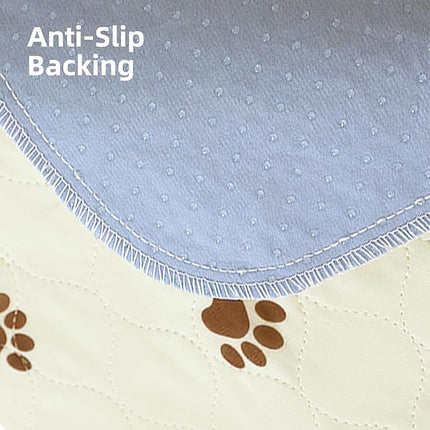 PUPTECK Washable Pee Pads for Dogs - Waterproof Reusable Puppy Potty Training Pads Whelping Mat - Fast Absorption Non-Slip Pet Food Feeding Mat (Beige, 48x60 Inch (Pack of 2))