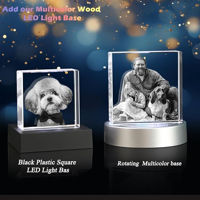 Personalized 3D Crystal Photo,Pet Memorial Gifts for Dogs,Cats,Custom 3D Pictures,Dog Memorial Gift, Customized Pet Gifts,Personalized Photo Gifts