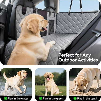 Hard Bottom Car Seat Cover for Dogs, PU+Plush Dog Car Seat Cover for Back Seat, Waterproof Backseat Extender for Dogs in Car (Grey, XL - Full-Size SUVs & Trucks)
