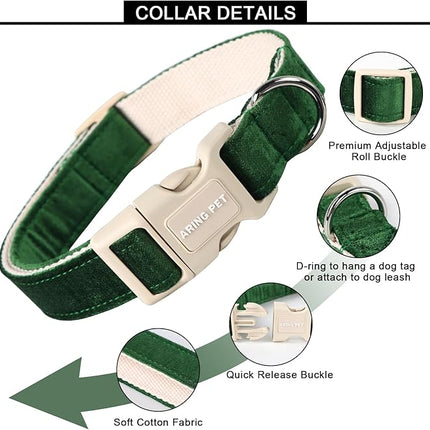 ARING PET Christmas Dog Collar-Cute Green Cotton Puppy Collar for Small Dogs, Adjustable Lightweight Pet Collars with Quick Release Buckle for Small Medium Large Dog