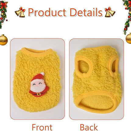 FLAdorepet 3 Packs Christmas Teacup Dog Cat XXS Clothes for Chihuahua Yorkie,Winter Warm Fleece Puppy Pet Clothes Sweater Shirt Vest for Mini Newborn Extra Small Dogs (Christmas, XXS(Pet 1-2LBS))