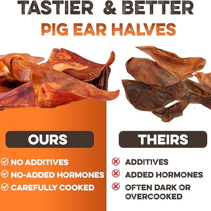 BRUTUS & BARNABY Pig Ear Halves for Dogs, 15 Ct. – All-Natural Single Ingredient Dog Chews, Slow Cooked & Fully Digestible Rawhide Alternative
