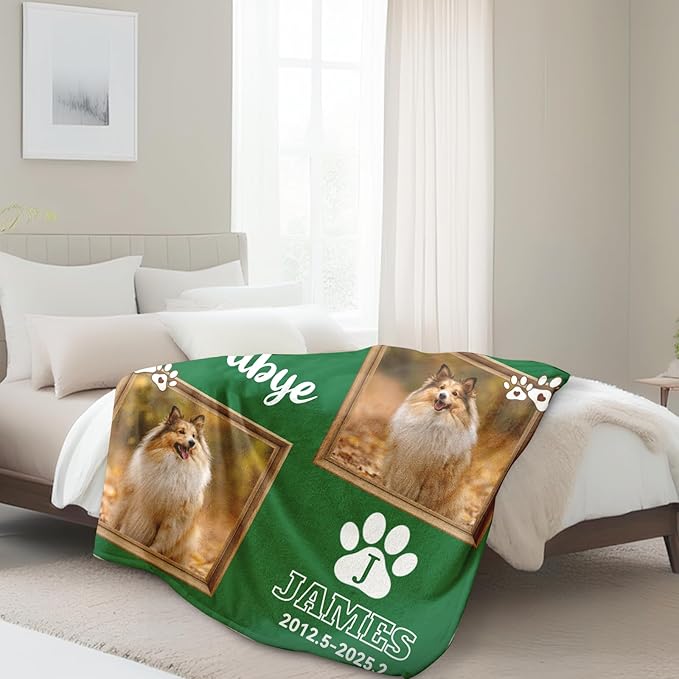 Pet Memorial Gifts, Custom Dog Blanket with Photos and Name, Personalized Memorial Blankets with Pictures, Memorial Gifts for Loss of Dog Cat, Pet Remembrance Gifts, Loss of Pet Sympathy Gifts