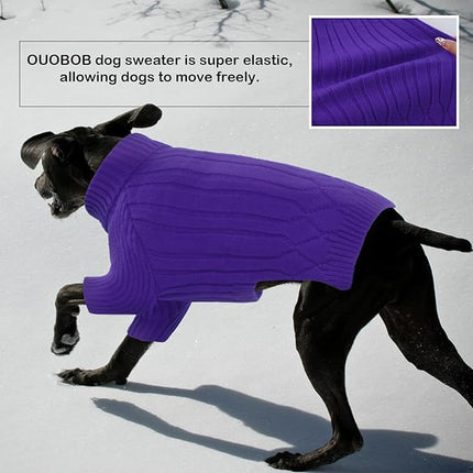 Large Breed Dog Sweaters, Warm Winter Fall Dog Sweaters for Dog Girls Boys, Turtleneck Dog Knitwear,Doggie Christmas Sweater,Pet Sweatshirt Clothes Outfit Knit Great Dane,Doberman(Purple XXXXL)