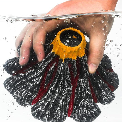 Uniclife Aquarium Volcano Ornament Kit Realistic Resin Volcanic Decoration with Air Stone Bubbler Red LED Light Decor for Fish Tank Landscape Addition and Oxygenation