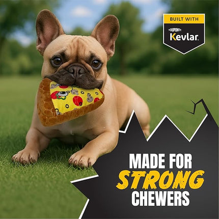 Bite Force -Durable & Strong Dog Toy Pizza Slice with Squeaker, Kevlar-Reinforced for Aggressive Chewers for Small Medium Large Dogs - Green.