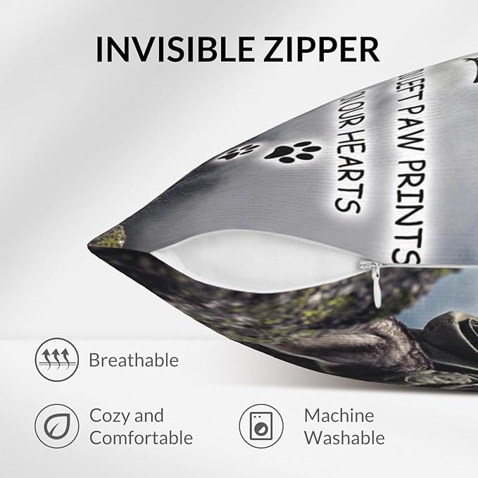 Custom Pet Memorial Throw Pillow with Photo, Personalized Sympathy Gifts for Dog Cat Loss, Pet Memorial Gifts for Pet Loss, Birthday, Christmas, (16x16 Inch)