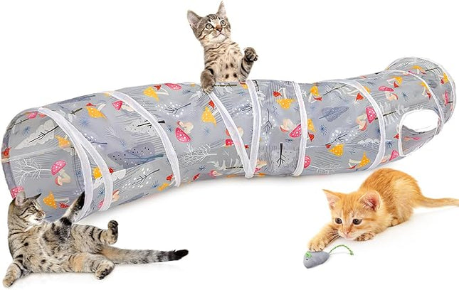 Glittme Cat Tunnel, Cat Tunnels for Indoor Cats, S-Shape Peekaboo Cat Cave with Cat Toys, Foldable Cat Tubes and Tunnels for Cats, Rabbit, Puppy, Guinea Pig