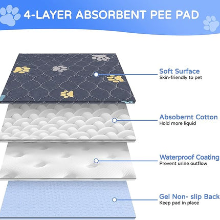 Aitmexcn Washable Puppy Dog Pee Pad, 2PCS 100% Waterproof Whelping Training Mat for Puppy/Senior Dog, Fast Drying Reusable Puppy Pads for Indoor, Outdoor and Car Travel- 48'' x 48'',Gray