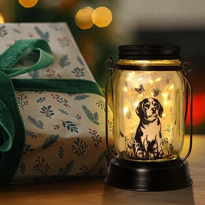 kyoryuger Beagle Gifts for Women/Men Beagle Solar Lanterns Dog Mom Birthday Dog Lovers Lantern Pet Loss Pet Memorial Lights Solar Garden Decoration Outside for Yard, Patio,Backyard,Porch