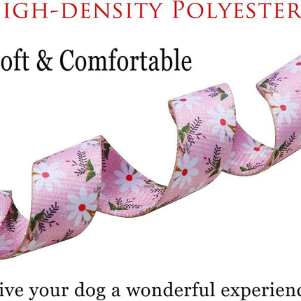 Dog Collar with Bohemia Floral Tribal Geometric Patterns - Soft Ethnic Style Collar Adjustable for Small Medium Large Dogs (Pink White Flower,XS)