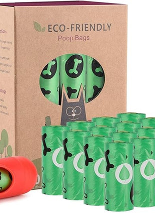 Biodegradable Dog Poo Bags with Holder-240 Large Poop Bags, Corn Starch Blended Compostable Poo Bag, Extra Thick Strong Leak Proof Poop Waste Bag for Dogs (Green)