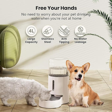 CZPET 4L Pet Water Dispenser Without Electricity Unplugged Automatic Water Bowl Dispenser Gravity Water Dispenser for Cats Water Self Feeder Dog Fountain Dogs Bowl Bottles for Kitten Puppy