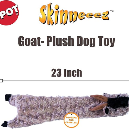 SPOT Skinneeez Crinklers Stuffless Goat Dog Toy, 23 Inch Plush with Crinkle and Squeaker, Tug Toy for Medium and Large Dog Breeds