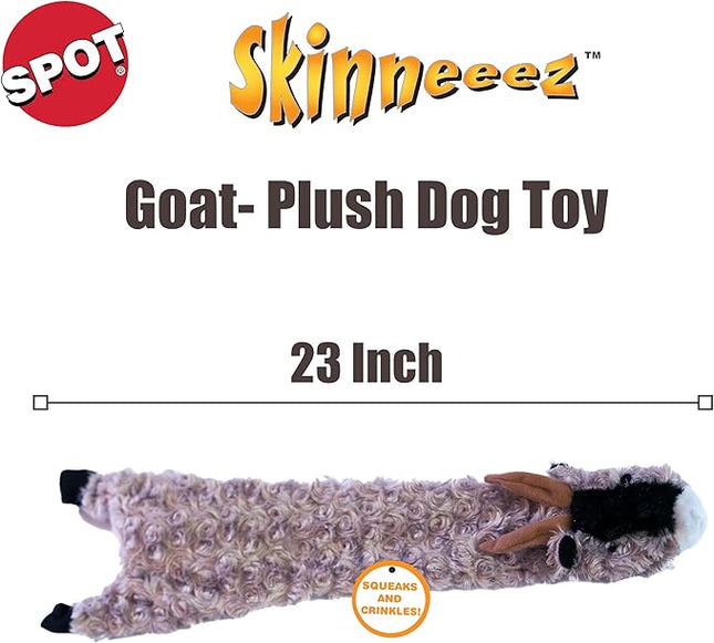 SPOT Skinneeez Crinklers Stuffless Goat Dog Toy, 23 Inch Plush with Crinkle and Squeaker, Tug Toy for Medium and Large Dog Breeds