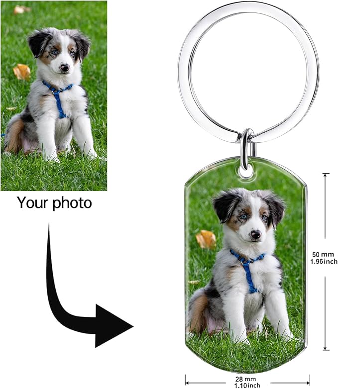 Funnylife Personalized Pet Memorial Keychain for Dogs Custom Dog Picture Keychain Pet Keepsake Loss of Dog Sympathy Gifts