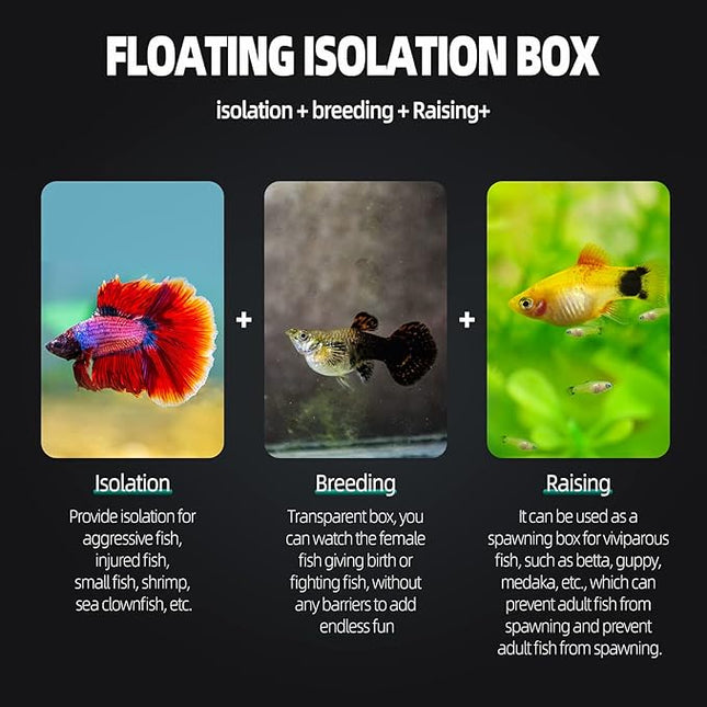 Breeding Box for Fish Tank, Aquarium Hatchery Incubator Breeder Box, Isolation Divider Hatching Boxes for Small Baby Fishes Shrimp Clownfish and Guppy