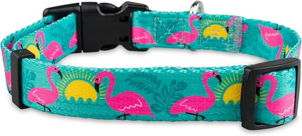 Limeloot Flamingo Dog Collar - Adjustable Dog Collar for Girl and Boy Dogs with Quick Release Buckle, Small