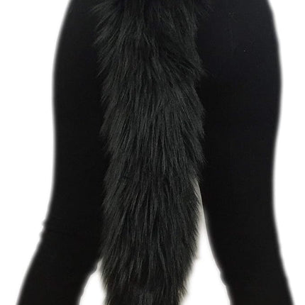 Long Faux Fur Animal Luxury Tail, Cosplay, Anime Lover, Costume Dress Up Pet Play Furry Super Soft Accessory (20", Black)