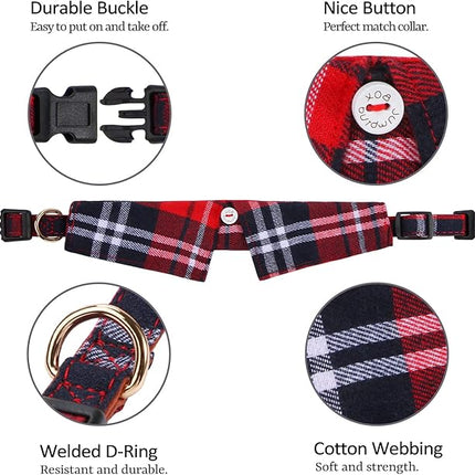 Faleela Cotton Plaid Shirt Style Dog Collar Soft Cute,Boy Dog Collar with Quick-Release Buckle,Adjustable Bow Tie Collar for Small Medium Large Dogs