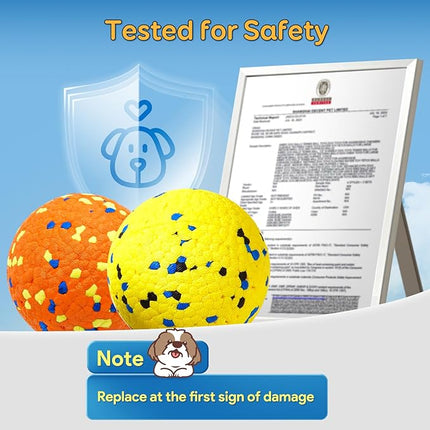 Dog Balls, Indestructible Tennis Balls for Aggressive Chewers, ETPU High-Bounce Floating Fetch Toys for Small & Medium Large Puppies, 4 Pack 2.75''