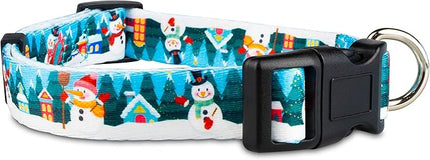 Limeloot Christmas Dog Collar, Adjustable Holiday Dog Collar in Small, Medium, and Large, Winter Collar for Boy and Girl Dogs, Snowman, Medium