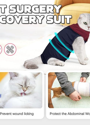 Cat Recovery Suit Female, Breathable Onesie After Surgery Female for Abdominal Wounds or Skin Diseases, Anti-Licking Full Body Cat Surgery Recovery Suit, E-Collar Alternative Wear