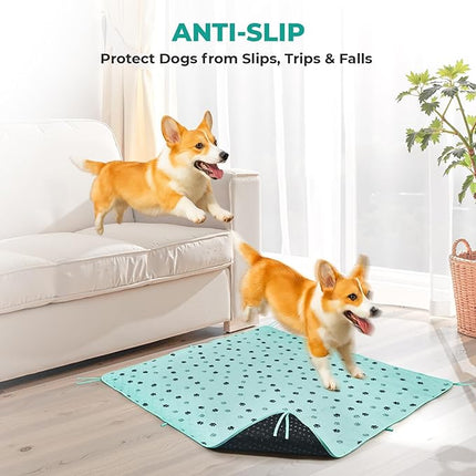Fostanfly Washable Pee Pads for Dogs, 2 Pack Large 36"x48" Ultra-Absorbent and Leak-Proof Non-Slip Reusable Potty Training Pads for Dogs, Cats, Puppy, Potty of Add 8 Lanyards, Green