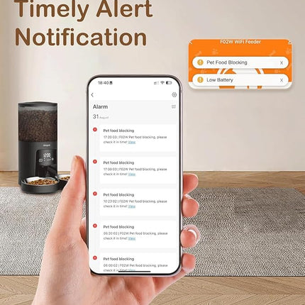Automatic Cat Feeder 2 Cats - 5G WiFi Pet Feeder with APP Control, 6L Dry Food Dog Feeder with Blockage Alarms, 1-10 Meals Per Day