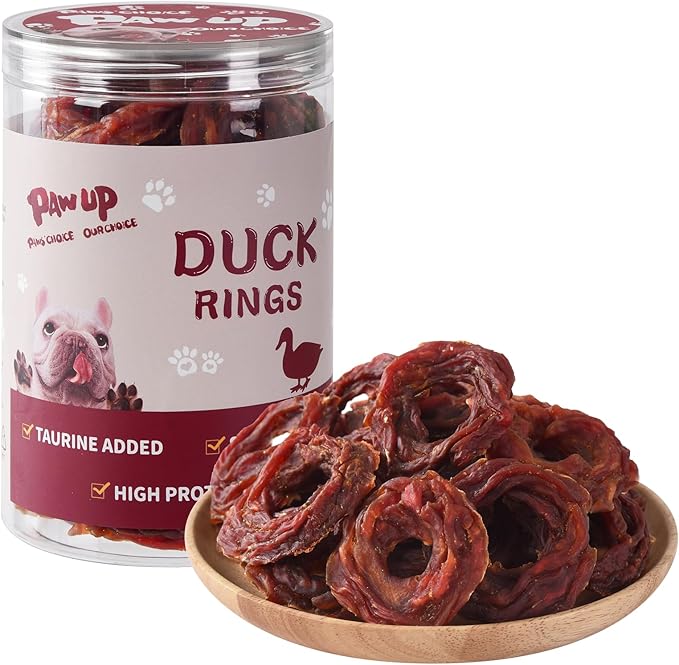 Duck Jerky Rings Dog Treats, Natural Dog Duck Jerky Treats w/Taurine, High Protein Snacks for Small Medium Large Dogs, 12.5 oz