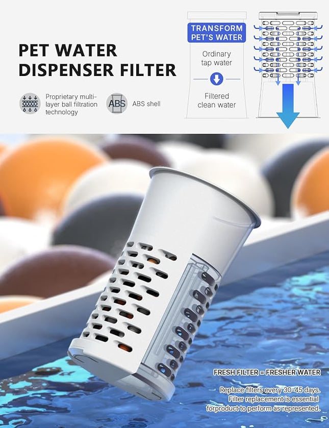 CZPET 2.5 Gallon Dog Water Bowl Dispenser,Filter Automatic Dog and Cat Water Dispenser with Stainless Steel Bowl, Gravity Waterer, Large Capacity, and Quiet Drinking Area for Pets (9.5L,Black)