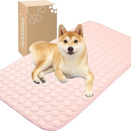 MICROCOSMOS Summer Cooling Mat & Sleeping Pad- Water Absorption Top, Materials Safe, Easy Carry, EZ Clean. Keep Cooling for Pets, Kids and Adults.(Pink, 48" x24")