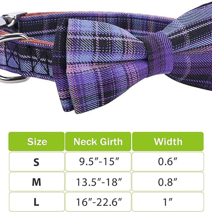 Faleela Soft &Comfy Bowtie Dog Collar,Detachable and Adjustable Bow Tie Collar,for Small Medium Large Pet (Purple, Medium (Pack of 1))