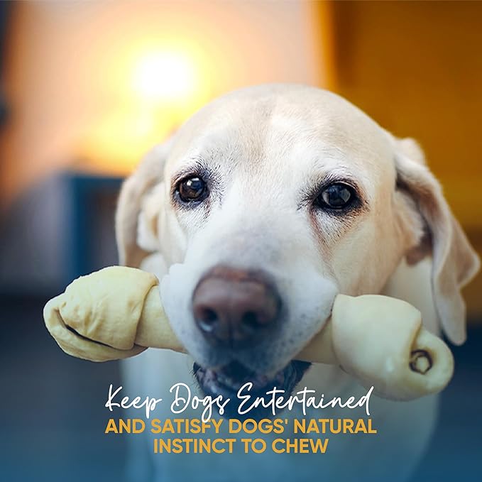 | Rawhide Chews: Bones 3-4" (100 Count) Premium Rawhide Dog Bones | Free Range Grass Fed Cattle with No Hormones, Additives or Chemicals.