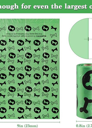 Biodegradable Dog Poo Bags with Holder-240 Large Poop Bags, Corn Starch Blended Compostable Poo Bag, Extra Thick Strong Leak Proof Poop Waste Bag for Dogs (Green)