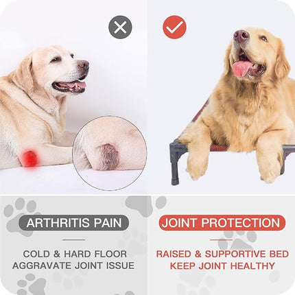 SUDDUS Elevated Dog Bed Waterproof Outdoor, Portable Raised Dog Bed, Dog Bed Off the Floor, Dog Bed Easy Clean Indoor or Outdoor Use, Medium, Red