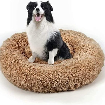 Dog Bed, Cat Calming Bed, Faux Fur Pillow Pet Donut Cuddler Round Plush Bed for Large Medium Small Dogs and Cats
