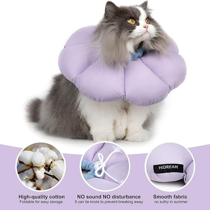 Cat Cone Collar,Cute Waterproof Cat Recovery Collar,Anti-Bite Lick Wound Healing Safety Elizabethan e Collar for Cats,Purple Flower All-Season Style…