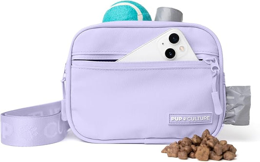Pup Culture Cross Body Dog Training Treat Pouch | Removable Pouch With Built-in Poop Bag Dispenser & Used Bag Holder | Stylish Puppy Training Accessory - Lavender